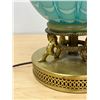 Image 6 : Amazing Vintage Turquoise Blue Art Glass / Brass Base Table Lamp