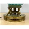 Image 7 : Amazing Vintage Turquoise Blue Art Glass / Brass Base Table Lamp