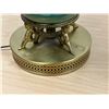 Image 9 : Amazing Vintage Turquoise Blue Art Glass / Brass Base Table Lamp
