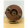 Image 1 : Vintage Wood / Brass Fishing Reel - lager approx; 6" Nice décor item,  see all photos