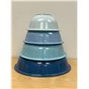 Image 1 : 4 Pyrex Shades of Blue Nesting Mixing Bowls - nice - Largest 4L