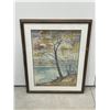 Image 2 : Nice Landscape Trees Lake Watercolor - Unknown Artist - Larger Frame approx: 29.5x23.5"