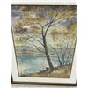 Image 3 : Nice Landscape Trees Lake Watercolor - Unknown Artist - Larger Frame approx: 29.5x23.5"