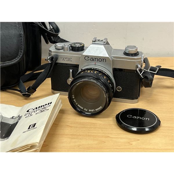 Vintage Canon TX Film Camera w/ manual & bag as pictured - Not tested