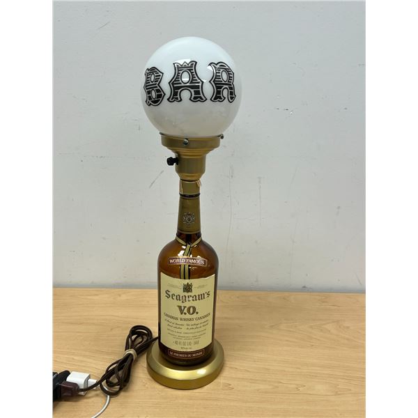 Vintage Seagram's V.O. Canadian Whisky Bottle Bar Lamp  - Works 20.5"T