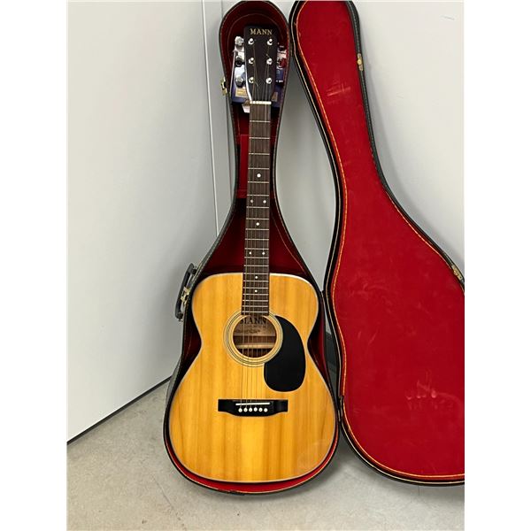 AS IS Mann Guitar with case & accessories as pictured Approx: 39x14.5" see all photos