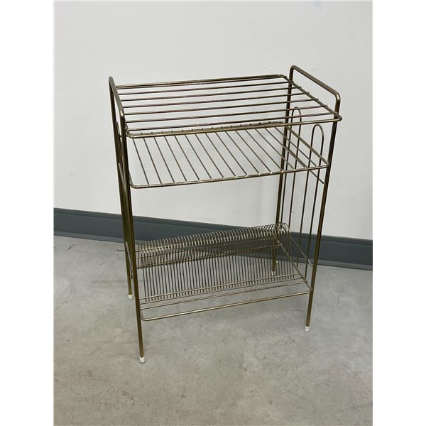 Vintage Metal Brass Tone Stereo Stand / Record Holder Approx: 18.5x14" 26.5"T nice overall