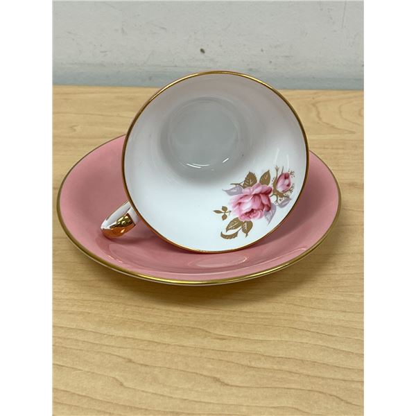 Aynsley Fine English Bone China Pink Rose Teacup & Saucer - very nice, see photos