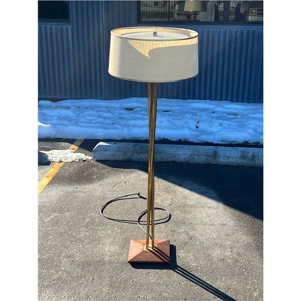Mid Century Brass / Wood Floor Lamp - Works - 55.5"T 19.5"W see all photos