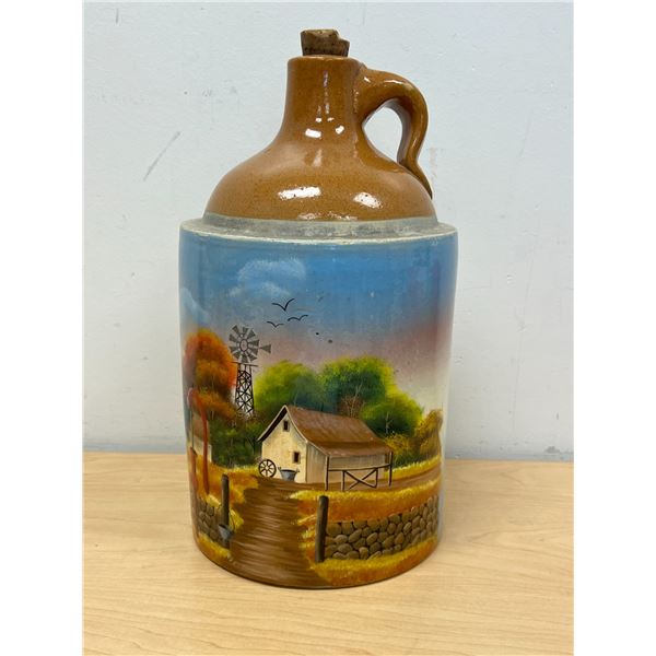 Hand Painted Stoneware Crock Jug - Signed "Shelley" approx: 13x7"