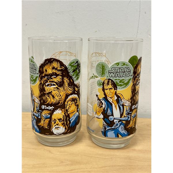 2 Vintage Star Wars Chewbocca Drinking Glasses - Burger King Promo 5.5"