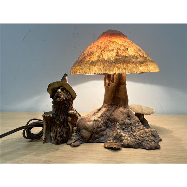 Vintage Magical Mushroom Wizard Coral Style Table Lamp - Works 10.5"W 10"T