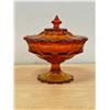 Image 2 : Vintage Orange / Yellow Fenton? Covered Candy Dish - Approx: 7.5"T 7.5"W