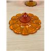 Image 4 : Vintage Orange / Yellow Fenton? Covered Candy Dish - Approx: 7.5"T 7.5"W
