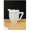 Image 4 : Vintage Fenton Hobnail Milk Glass Creamer Sugar & Butter Dish as pictured