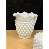 Image 7 : Vintage Fenton Hobnail Milk Glass Creamer Sugar & Butter Dish as pictured
