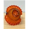 Image 3 : Vintage Fenton Orange Art Glass Basket Candy Dish / Centerpiece Approx: 7.25"T 6.5"W