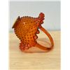 Image 4 : Vintage Fenton Orange Art Glass Basket Candy Dish / Centerpiece Approx: 7.25"T 6.5"W