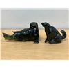 Image 1 : 2 Soapstone Carving as pictured - see all photos for condition - largest approx: 7"W 4"T