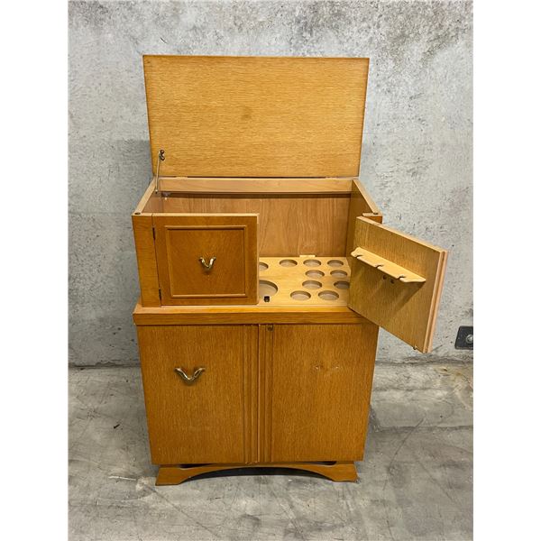 Super Fun Vintage Bar Cabinet as pictured - missing one handle - Approx: 29x16" & 41"T