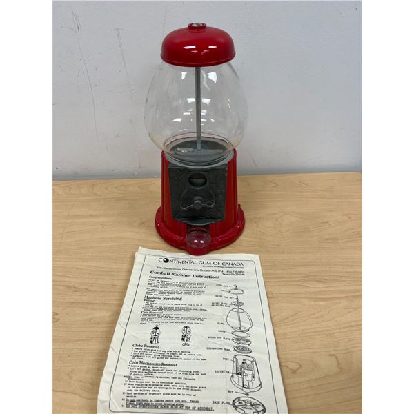Continental Glass Dome Gumball / Candy Machine - 11.5"T 6"W Not tested
