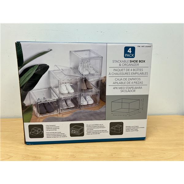 4 Pack Stackable Shoe Box Organizers - see all photos for details