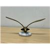 Image 2 : Mid Century Brass Bird In Flight on Marble Base - 7.5" wingspan