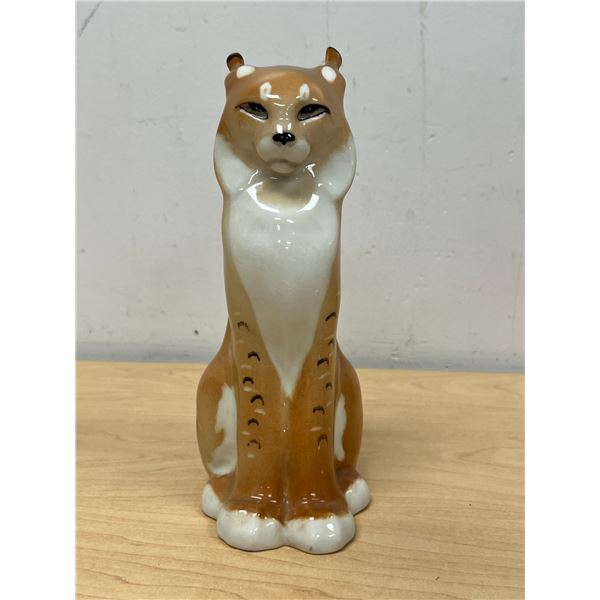 Vintage Lomonosov Lynx / Bobcat Porcelain Figurine - approx: 8.5"