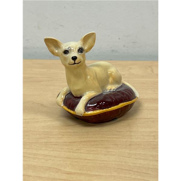 Beswick England Porcelain Chihuahua Dog Lying on Cushion 3"W 2.75"T