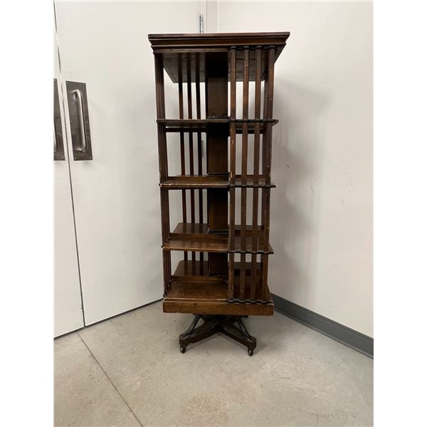 Antique John Danner Revolving Bookcase - Canton Ohio Approx: 23x23" & 61"T