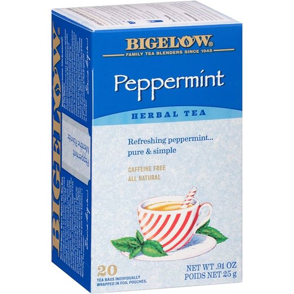 CASE W/6 20 PACKS OF BIGELOW PEPPERMINT HERB TEA