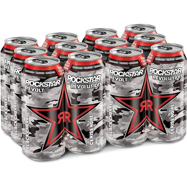 CASE OF 12 473ML CANS OF ROCKSTAR FRUIT PUNCH
