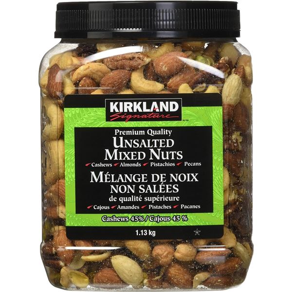 1.13KG CONTAINER KIRKLAND UNSALTED MIXED NUTS