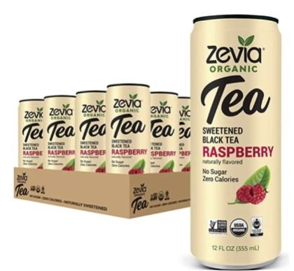 CASE WITH 12 355ML CANS ZEVIA RASPBERRY TEA