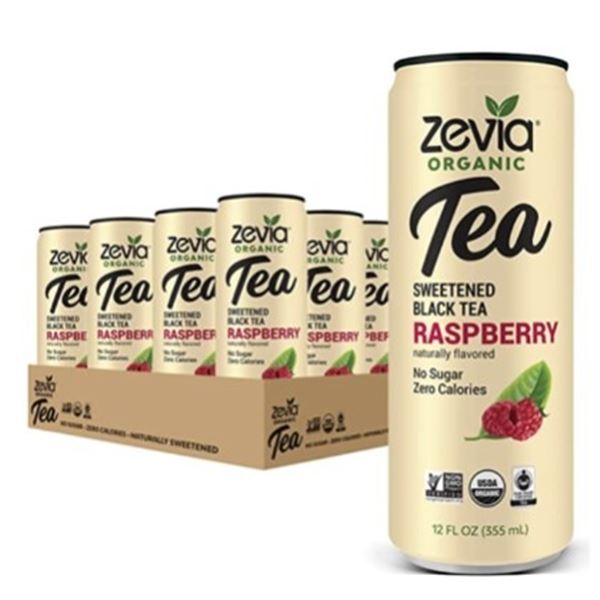 CASE WITH 12 355ML CANS ZEVIA RASPBERRY TEA