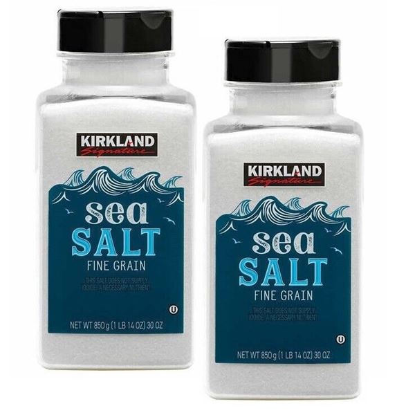 LOT OF 2 850G KIRKLAND SEA SALT FINE GRAIN