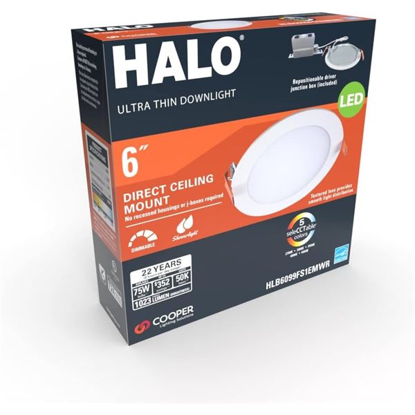 NEW COOPER HALO CANLESS RECESSED DOWNLIGHT 6 INCH