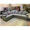 Image 2 : GREY FABRIC SECTIONAL SOFA APPROX . 114" X 90"