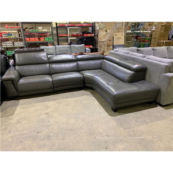 GREY LEATHER SECTIONAL SOFA *TESTED WORKING*