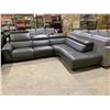Image 1 : GREY LEATHER SECTIONAL SOFA *TESTED WORKING*
