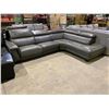 Image 2 : GREY LEATHER SECTIONAL SOFA *TESTED WORKING*