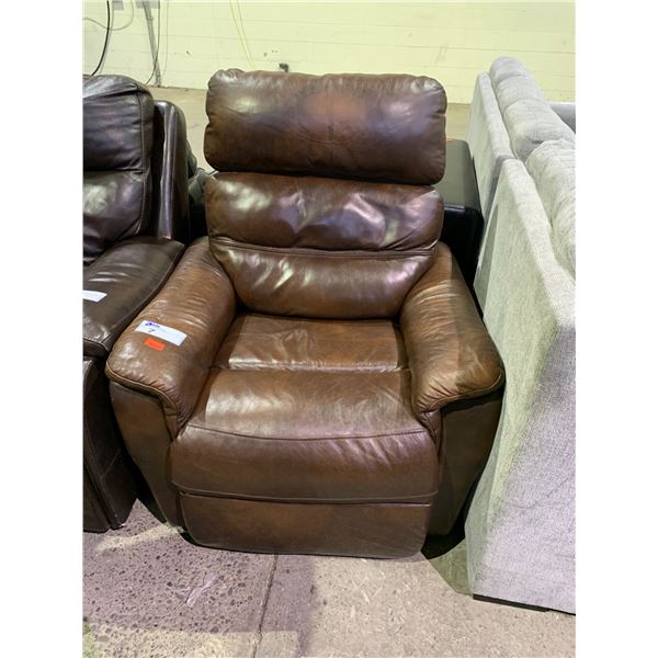 BROWN LEATHER RECLINER *UNKNOWN WORKING CONDITION*