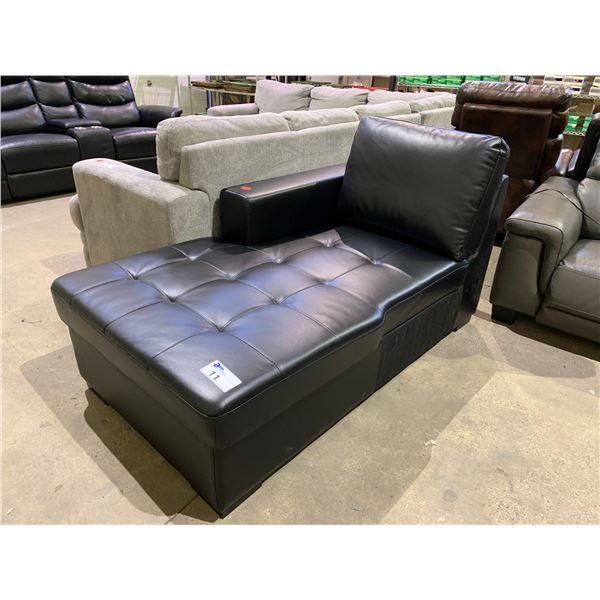 BLACK LEATHER CHAISE *ONLY*, APPROX. 64" X 37"