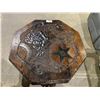 Image 2 : HAND CARVED WOODEN ROLLING OCTAGONAL COFFEE TABLE WITH UNDERSIDE LIGHTING 39"
