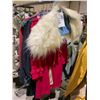 Image 2 : LOT OF ASSORTED CLOTHING INCLUDING; FUZZY SHOULDER WRAPS, JACKETS, DRESS & MORE