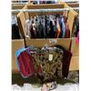 Image 1 : WARDROBE BOX OF ASSORTED CLOTHING INCLUDING; JACKETS, SHIRTS, DRESSES & MORE