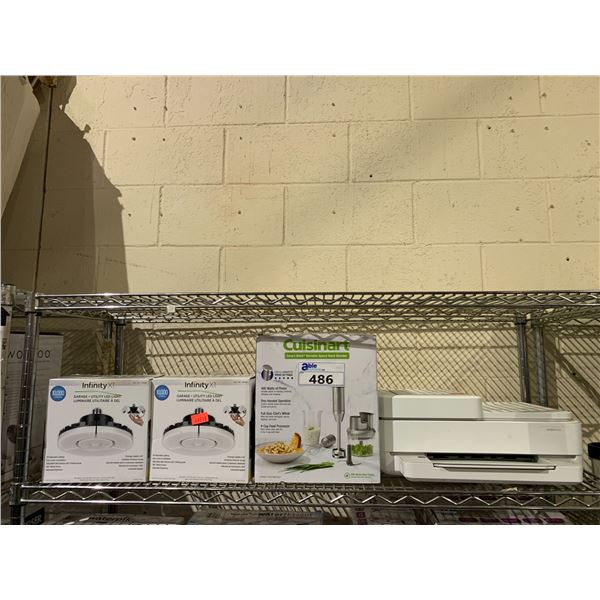 HP ENVY PRINTER, CUISINART HAND BLENDER & 2 INFINITY X1 GARAGE UTILITY LED LIGHTS