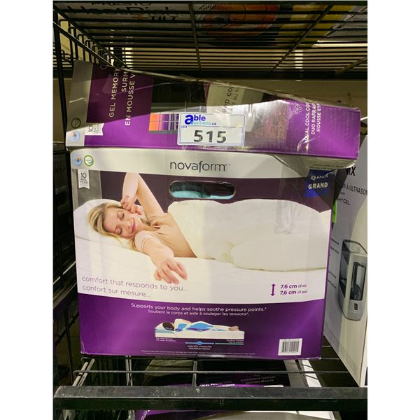 NOVAFORM COMFORTGRANDE PLUS GEL MEMORY FOAM 3" MATTRESS TOPPER QUEEN SIZE