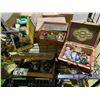 Image 3 : SHELF OF ASSORTED ITEMS INCLUDING; HOME DECOR, CIGAR BOXES, RUSTIC BELL & MORE