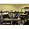 Image 2 : SHELF LOT OF ASSORTED ITEMS INCLUDING; COLEMAN TWO MANTLE QUICK PACK LANTERN, LAWN DARTS BOAT PADDLE